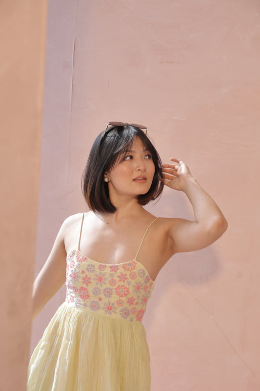 Hoor Dress - Green & Pink Ombre
